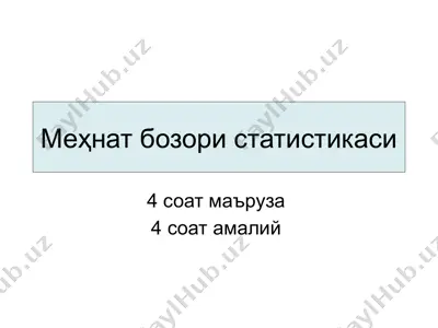 mehnat bozori statistikasi — PPTX