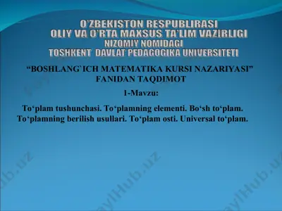 "boshlang`ich matematika kursi nazariyasi" — PPT