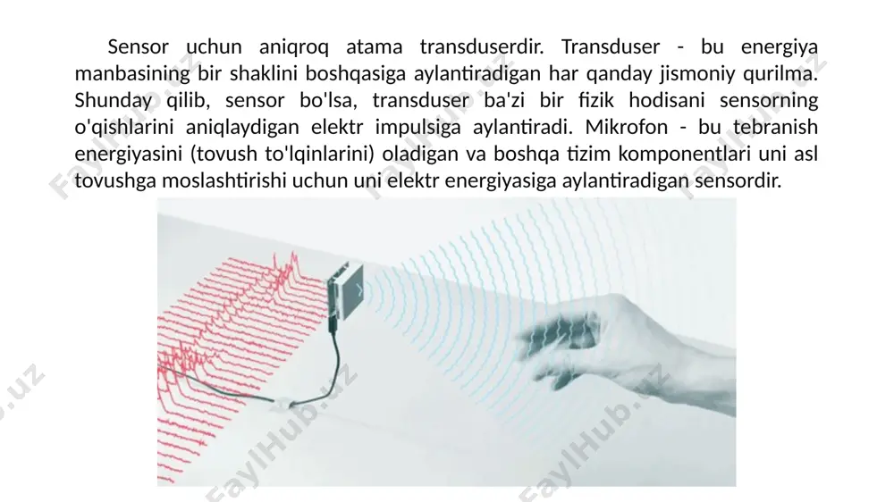 bog'liq, ammo qarshilikning o'rniga qarshilikning o'zgarish tezligiga bog'liq. termojuftlar - elektr toki yuqori kuchlanishdan past kuchlanishga o'tadi. xuddi shunday, har bir elektr zanjiri 2 ta o'tkazgichdan iborat. ushbu sensor o'sha 2 o'tkazgich orasidagi kuchlanish farqini o'lchash orqali haroratni o'lchaydi. magnit aktuatorlar- ushbu turdagi aktuator elektron magnit oqimni mexanik chiqishga o'zgartiradi. ular aylanma yoki chiziqli yo'nalishda ishlaydi va doimiy yoki cheklangan harakatga ega bo'lishi mumkin. magnit aktuatorlar aerokosmik sanoat, avtomobilsozlik, sog'liqni saqlash, kompyuterlar va boshqa ko'plab sohalarda qo'llaniladi. namlik sensori -ko'rinishidan, namlik sensorlari faqat ob-havo stantsiyalarida qo'llaniladigan kabi ko'rinishi mumkin, ammo ular qishloq xo'jaligi, atrof-muhit monitoringi, oziq-ovqat ta'minoti zanjiri, hvac va sog'liqni saqlash monitoringida ham qo'llaniladi. soch tarangligi namlik sensori - bu eng oddiy va eng qadimgi sensor turlaridan biri bo'lib, u namlikka qarab uzunligini o'zgartiradigan shkalaga ishora qiluvchi soch yoki sintetik toladan foydalanadi. psixrometr - ikkita termometrdan iborat, biri nam lampochkaga ulangan, ikkinchisi quruq. atrof-muhit qanchalik nam bo'lsa, nam termometr …