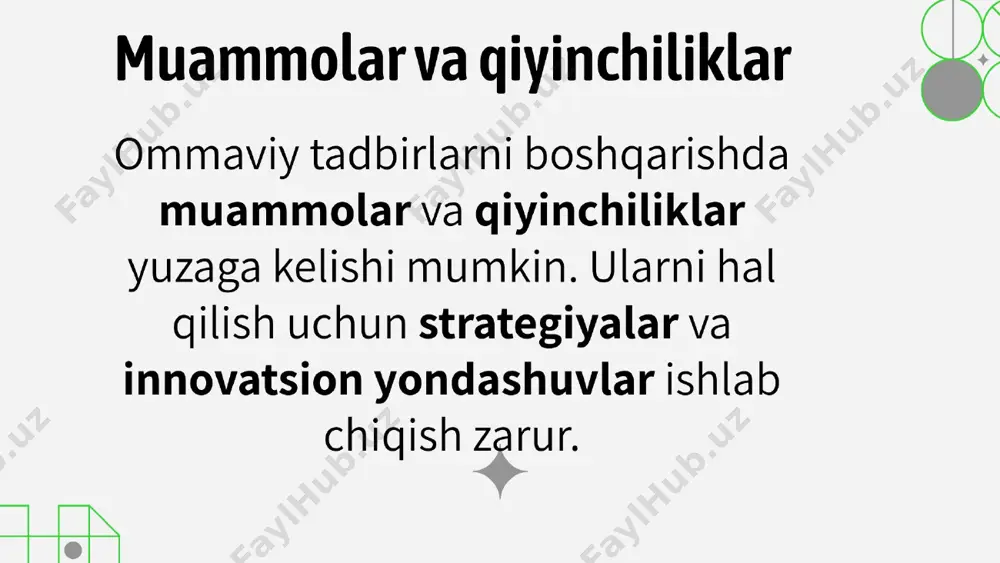 ommaviy tadbirlarning boshqaruv funksiyalari va usullari - Page 5