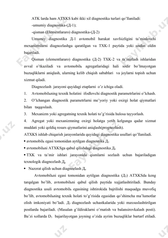 xati jihozning nomi jihozning turi, markasi atxks quvvatiga qarab jihozlar soni 5 10 15 20 25 50 turt ustunli optik asbobli elektromexanik ko’targich yoki yengil avtomobil oldi g’ildiraklarini sozlash elektromexanik stendi. сдд-2,5 (полша) ёки к-111 1 1 1 1 2 3 engil avtomobillarning tormozini tekshirish stendi 7518 (чехия) ёки к-208 - 1 1 1 1 1 engil avtomobillarning tortish iqtisodiy ko’rsatkichlarini o’lchash stendi к-409 м - - - 1 1 1 engil avtomobillarning g’ildiraklarini dinomometrik balansirovka qilish stendi (g’ildiraklarni chiqarmasdan) афит (венгрия) ёки к-125 1 1 1 1 1 1 dvigatel elektr jihozlarini tekshirish astsiloskopli stend элкон-ш-100 венгрия - - - 1 1 1 dvigatel elektr jihozlari va yondirish uskunalarini tekshirish stendi (avtomobilning ukida) к-461 ёки э-205 1 1 1 - - - yoritish chiroqlarini kuchishini o’lchash va sozlash uskunasi новатор (германия) элкон-ш-105 к-303 1 1 1 1 1 1 gazoanalizator элкон-ш-105 венгрия 1 1 1 1 2 2 uskunalar …