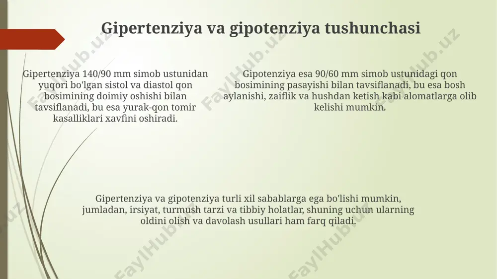 gipertoniya va gipotenziya haqida tushuncha. qon bosimini o‘lchash - Page 5