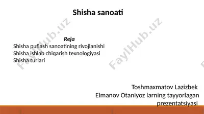 shisha puflash sanoatining rivojlanishi — PPTX