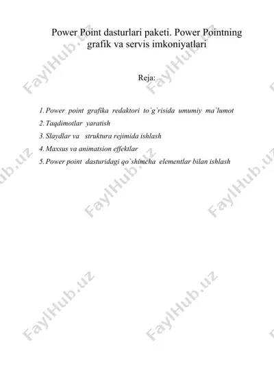 power point dasturlari pakеti. power pointning grafik va sеrvis imkоniyatlari — DOC