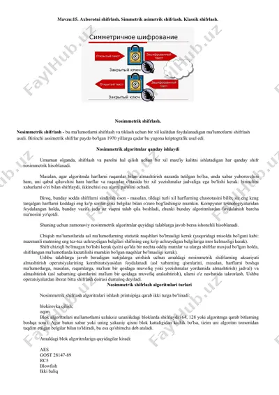nosimmetrik shifrlash — DOCX