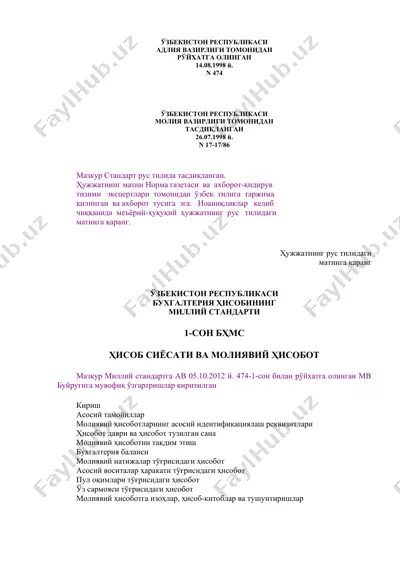 молиявий ҳисоботи миллий стандарти — DOC