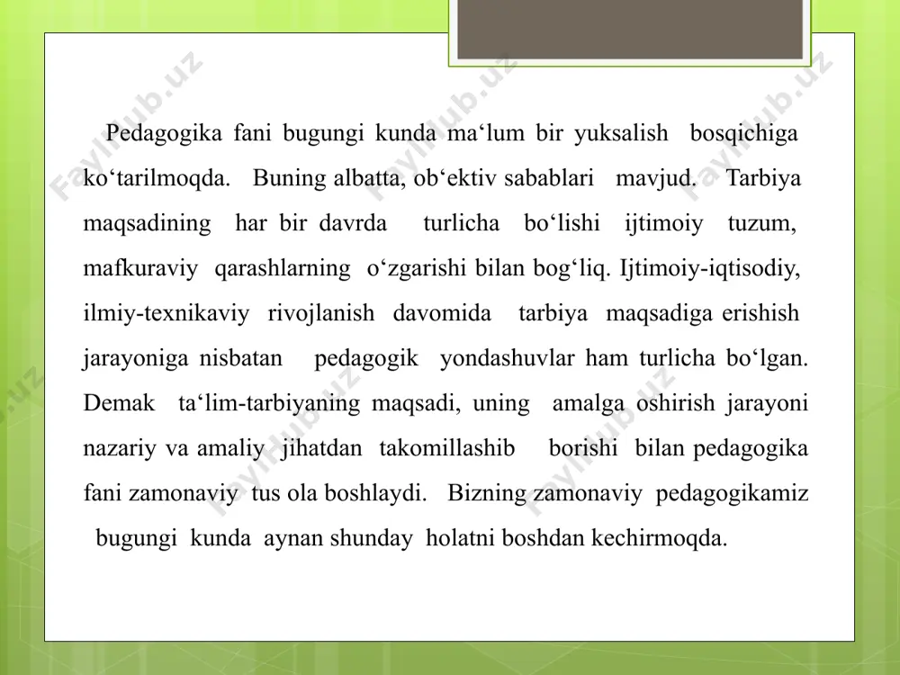 gan, birikka yaxlit narsa yoki hodisa ma‘nosini anglatadi. tizim tushunchasi va so‘zi, boshqa ma‘nolarga ham ega . masalan, tizim-ip, sim kabilarga terilgan narsa; tizim-shoda (bir tizim, marvarid bir shoda marjon kabilardir). shuningdek, kibernetik tizim, axborotlar tizimi, ijtimoiy munosabatlar tizimi, harakatlar tizimi, pedagogik tizim kabi tushunchalar shaklida ham qo‘llaniladi. “tizimli yondashuv” tushunchasi ko‘pincha “tizimli metod”, “tizimli tahlil usuli” tushunchalari bilan uzviy bog‘liq holda qo‘llaniladi. chunki tizimli taxlil usullari ham ob‘ektni yaxlit tizim sifatida o‘rganishni nazarda tutadi. tizimli yondashuv, ayniqsa tuzilish- vazifasiga ko‘ra bajariladigan tahlilga juda yaqin. tizimli tahlilning ob‘ekti yaxlit narsa yoki hodisa (tizim) hisoblanadi, u, birinchidan, ob‘ektning turli qismlarini; ikkinchidan, qismlarning o‘zaro bog‘liqligini; uchinchidan, tizimning chegaralarini va to‘rtinchidan, tizimning atrof-muhit bilan bog‘liqligi, aloqadorligini nazarda tutadi. tizimli yondashuv bir qancha qoida-printsiplar majmuidan foydalanadiki, ular tadqiqotchilik va amaliy faoliyatda yuqori natijalarga erishish imkonini yaratad. bunday qoida-printsiplar qatoriga, jumladan, quyidagilar kiradi: mavxumlikdan yaqqollikka qarab borish: analiz bilan sintezning, matiqiylik bilan tarixiylikning birligi; ob‘ektiv …