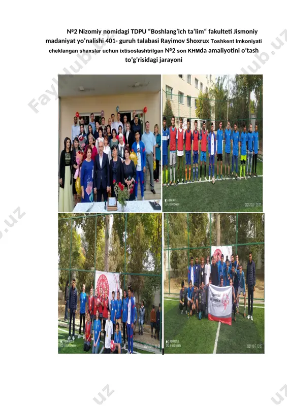 boshlang’ich ta’lim“ fakulteti jismoniy madaniyat yo’nalishi 401- guruh talabasi jakayeva safiya saydazim qizi toshkent viloyati ortachirchiq ortasaray abay №41- maktabida amaliyotini o’tash to’g’risidagi jarayoni №12 nizomiy nomidagi tdpu “boshlang’ich ta’lim“ fakulteti jismoniy madaniyat yo’nalishi 401- guruh talabasi kadirova ziyoda ortikboy qizi toshkent viloyati ortachirchiq ortasaray abay №41- maktabida amaliyotini o’tash to’g’risidagi jarayoni №13 nizomiy nomidagi tdpu “boshlang’ich ta’lim“ fakulteti jismoniy madaniyat yo’nalishi 401- guruh talabasi ochilov temur odilovich samarqand viloyati №41- maktabida amaliyotini o’tash to’g’risidagi jarayoni №14 nizomiy nomidagi tdpu “boshlang’ich ta’lim“ fakulteti jismoniy madaniyat yo’nalishi 401- guruh talabasi hayitov a’zam samarqand viloyati narpay tumani 30-maktabida amaliyotini o’tash to’g’risidagi jarayoni №15 nizomiy nomidagi tdpu “boshlang’ich ta’lim“ fakulteti jismoniy madaniyat yo’nalishi 401- guruh talabasi bahtiyorov kamoliddin toshkent viloyati quyi chirchiq tumani 46-maktabida amaliyotini o’tash to’g’risidagi jarayoni №16 nizomiy nomidagi tdpu “boshlang’ich ta’lim“ fakulteti jismoniy madaniyat yo’nalishi 401- guruh talabasi bahtiyorov azizbek toshkent viloyati pskent tumani 8-maktabida amaliyotini o’tash to’g’risidagi jarayoni №17 …