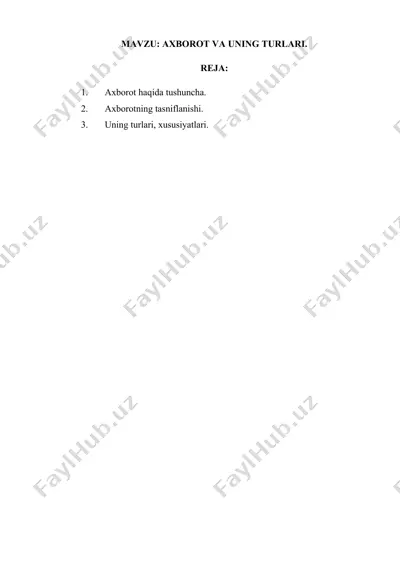 axorot va uning turlari — DOCX