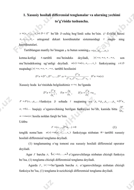 y x y y y u x x u x y y u x u ¶ ¶ ¶ × ¶ ¶ + ¶ ¶ × ¶ ¶ × ¶ ¶ ¶ = ¶ ¶ ¶ ¶ ¶ ¶ ¶ = ¶ ¶ å å å = = = 2 1 , 1 2 2 1 1 0 ) ,..., , , ( ) ( 1 0 1 , 2 1 , 1 2 , = f + ï þ ï ý ü ï î ï í ì ¶ ¶ ¶ × ¶ ¶ + ¶ ¶ × ¶ ¶ × ¶ ¶ ¶ å å å = = = n y y n j i i j k n e k n k k i k j e k e j i u u u y x x y y u x y x y y y u x a …