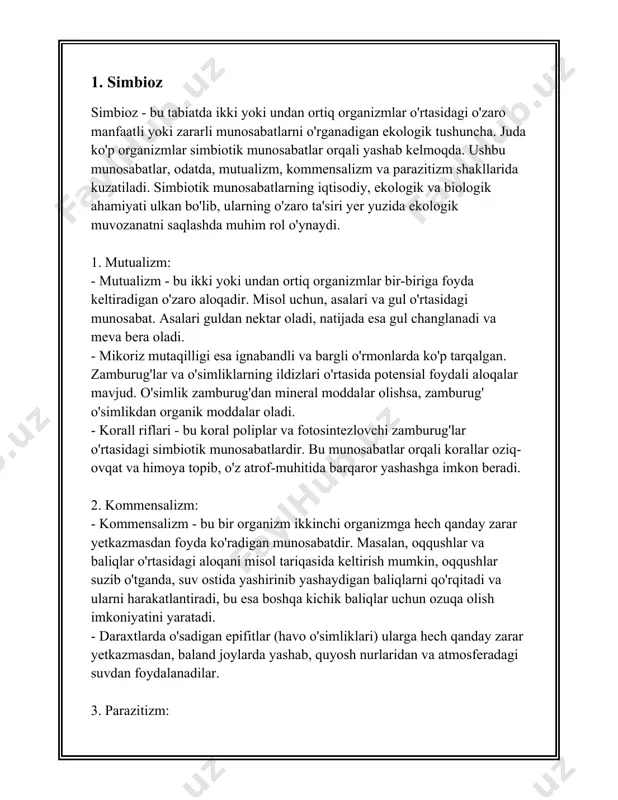 o'rtasidagi raqobat - xalqaro raqobat 3. o'zbekistonda raqobat: - 2021-yilda o'zbekiston iqtisodiyoti 7%ga o'sishi taxmin qilingandi. raqobat bu o'sishga ta'sir ko'rsatadigan muhim omil hisoblanadi. - 2022-yilda "doing business" reytingida o'zbekiston 69-o'rinni egalladi, bu esa raqobat muhiti yaxshilanishiga dalildir. 4. raqobatning afzalliklari: - samaradorlik: raqobat korxonalarni samarali ishlashga majbur qiladi, bu esa mahsulotlar va xizmatlarning sifatini oshiradi. - innovatsiya: raqobat innovatsiyalarni ragbatlantiradi, yangi mahsulot va xizmatlar bozoriga kiradigan vaqtni qisqartiradi. - narxlar pasayishi: raqobat tufayli narxlar pasayishi kuzatiladi, bu esa iste'molchilar uchun foydalidir. 5. sanoat sektori va raqobat: - o'zbekiston sanoat sektorida yiliga o'rtacha 5-6% o'sish kuzatiladi. - saqlanayotgan raqobat tufayli kichik va orta korxonalar sektorida osish korsatkichlari yuqorilab, 2021-yilda 4.5%ni tashkil qildi. 6. xalqaro raqobat: - ozbekiston iqtisodiyoti xalqaro raqobatga ochiq bolib, 2021-yilda tashqi savdo aylanmasi 36.3 milliard aqsh dollarini tashkil qildi. - ozbekiston raqobat kuchini oshirish uchun qator bozorlarda eng yaxshi orinlarni egallashga harakat qilmoqda. 7. qonuniy asosi: - …