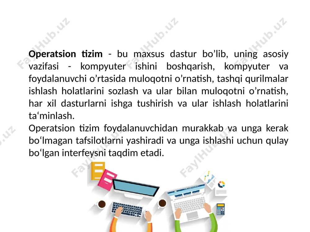 lgan ko‘p foydalanuvchili va ko‘p masalali operatsion tizimdir. birinchi ishlab chiqarilgan operatsion sistemalar har bir kompyuter platformasi uchun alohida yozilar edi. bir kompyuter uchun yozilgan operatsion sistema kodlarini boshqa kompyuter platformasiga о‘tkazish juda kо‘p vaqt va mehnat talab qiladigan ish hisoblanardi. mana shu kamchilikni bartaraf etish yо‘lida 1965-yildan boshlab bell telephone laboratories, general electric company va massachusets texnologiya instituti yuzlab foydalanuvchilarga xizmat kо‘rsata oladigan multics (multi-user timesharing interactive computing system — kо‘p foydalanuvchili muloqotli hisoblash sistemasi vaqtini tarmoqlash) operatsion sistemasini ishlab chiqishga kirishildi. lekin 1969-yilda bell telephone laboratories loyihadan chiqib ketgach bu ish amalga oshmadi. lekin bell laboratoriyasi xodimlari denis ritchi va ken tompsonlar ishlashni davom ettirishdi va 1971-yilda kodlari tо‘liq assemblerda yozilgan, multicsga ohangdosh, unix nomli operatsion sistemasini ishlab chiqishdi. dasturlashni osonlashtirish uchun ken tompson b dasturlash tilini ishlab chiqdi, denis ritchi esa bu tilni о‘zgartirib c dasturlash tilini ishlab chiqdi. 1974-yilda e’lon qilingan unix operatsion sistemasi dunyo dasturchilari …