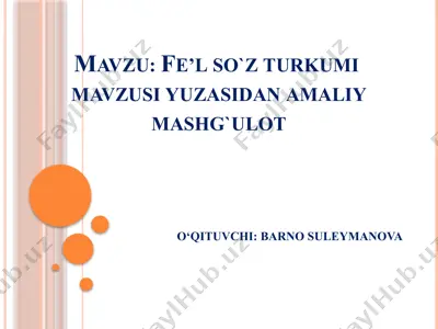 fe’l so‘z turkumi mavzusida amaliy mashg‘ulot — PPTX