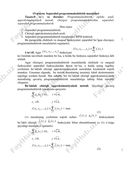 separabel programmalashtirish masalalari — DOCX