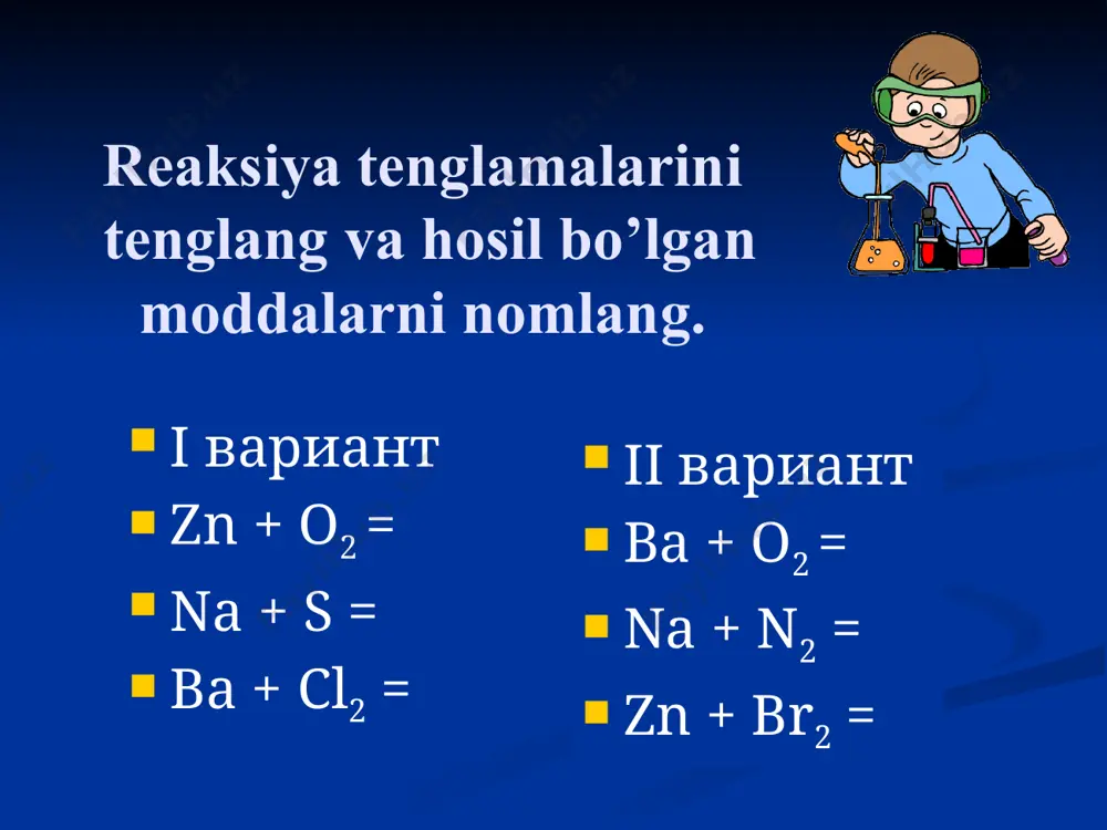 kimyo fanida "vodorod oddiy modda, uning xossalari" mavzusidagi dars ishlanmasi - Page 5