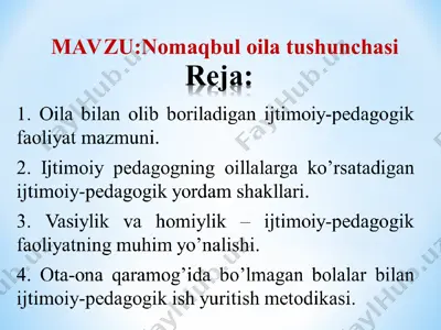 nomaqbul oila tushunchasi — PPT