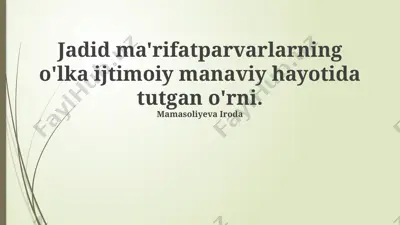 jadid harakati va milliy uygʻonish — PPTX
