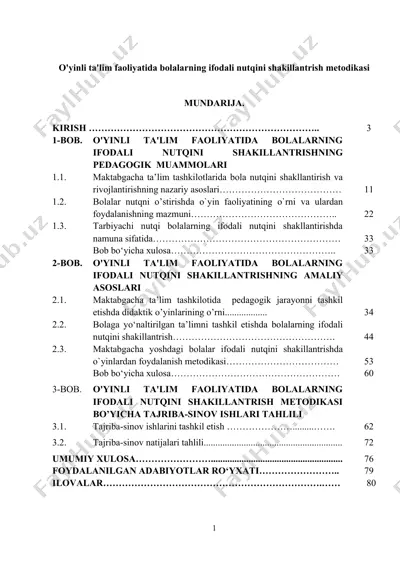 o'yinli ta'lim faoliyatida bolalarning ifodali nutqini shakillantrish metodikasi — DOCX