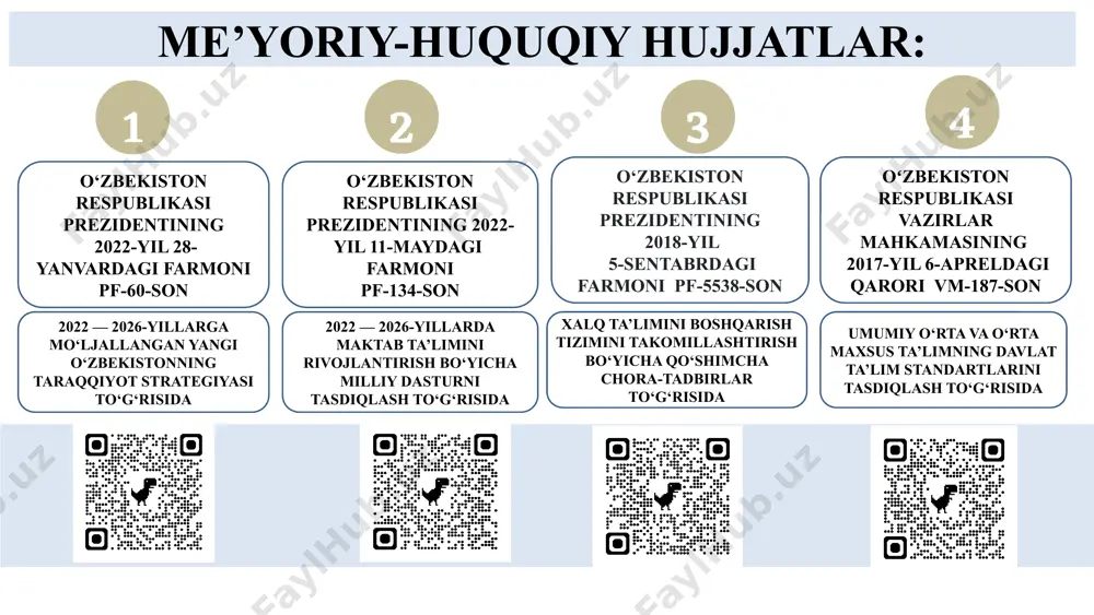 ladi. o‘quvchilarga jamoaviy ishlash va bir-biriga yordam berish kabilarni o‘rgatishga katta ahamiyat beriladi. bunda psixologik yordam va qo‘llab-quvvatlashning roli ham katta. buyuk britaniyada o‘qituvchilarni tayyorlash va malakasini oshirishda pedagogik, psixologik va metodik yondashuvlar haqida keng treninglar beriladi. britaniyada nomoddiy resurslar (o‘qituvchilarning malakalari, psixologik qo‘llab-quvvatlash, innovatsion metodlar) ta'limning samaradorligini oshirishga qaratilgan. 8 t/r amaldagi holat (o‘zbekistonda) amaldagi holat (xorijda) takliflar 1 o‘zbekiston maktablarida psixologik xizmatlar tashkil etilgan. o‘quvchilarning psixologik holatini yaxshilash va ularning motivatsiyasini oshirish bo‘yicha ishlar davom etmoqda. germaniyada o‘quvchilarga psixologik yordam va maslahat berish tizimi rivojlangan. o‘quvchilarning ijtimoiy va psixologik holatini doimiy kuzatib borish tizimi mavjud. germaniyada o‘qituvchilarni tayyorlash jarayoni juda samarali. o‘qituvchilar pedagogik metodlardan foydalanishda malakali, shuningdek, yangi texnologiyalardan foydalanish imkoniyatlari yuqori. maktablarda psixologik xizmatlarni yanada kengaytirish, o‘quvchilarning psixologik holatini doimiy ravishda tahlil qilish va ularga kerakli yordam ko‘rsatish. 2 o‘zbekiston hukumatining o‘qituvchilarga qaratilgan malaka oshirish kurslari, masofaviy ta'lim platformalari va pedagogik metodlarni zamonaviylashtirishga oid tashabbuslari mavjud. yaponiyada …