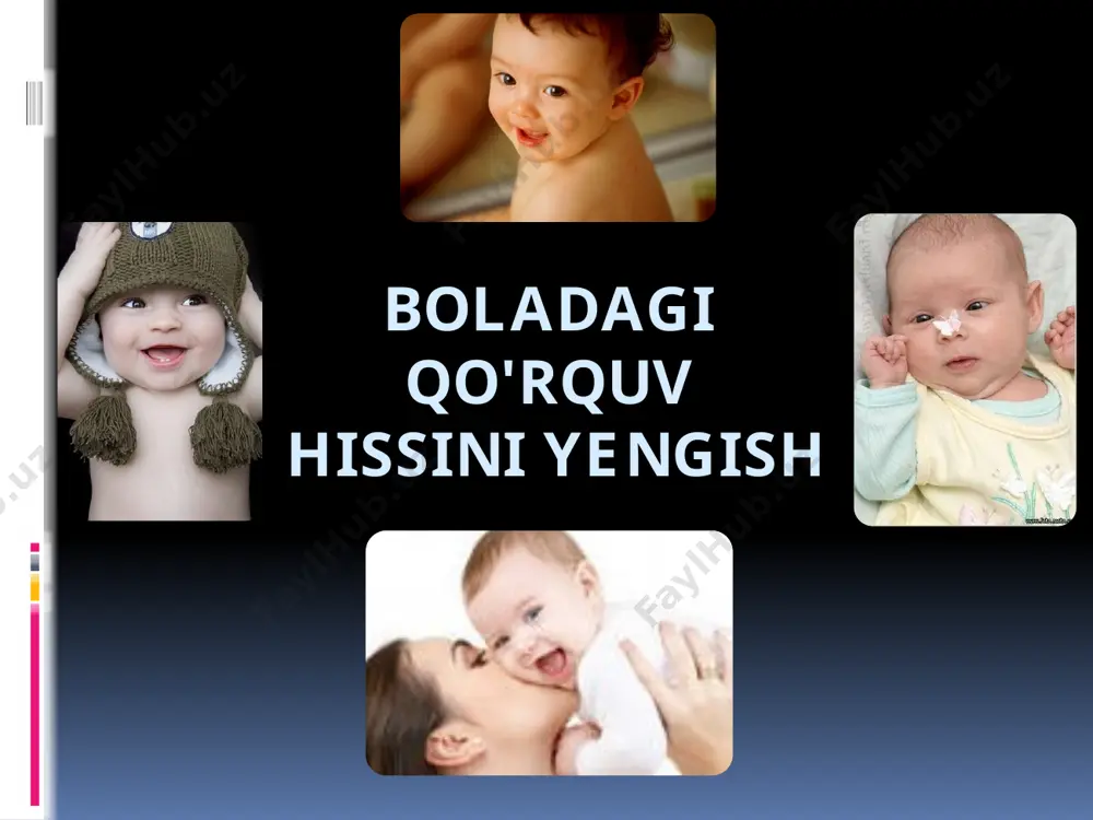 albatta kelishini aniq bilishi kerak, u nimadan qo'rqayotganini va o'sha tuyg'ulari haqida sizga so'zlab berishi kerak. tasvirlab, so'zlab berilgan qo'rquv hissiyoti - bu uni yengishdagi yarim yo'l deb aytsa ham bo'ladi. bola uchun ana shu tuyg'uni his etish juda dahshatlidir, lekin ota-onaning bolani tushunmasligi bu undan ham dahshatliroqdir. bola o'z ota-onasidan mehr-muhabbatni, qo'llab-quvvatlashni kutib turadi. ta'qib qiluvchi qo'rquv - u bola bilan sodir bo'lgan konkret holat sababli paydo bo'ladi, so'ng esa shu kabi takroriy holatlar yuzaga kelsa ta'qib etaveradi. o'ylab topilgan qo'rquv (eng ommabop) - u ma'lum holat bilan yuzaga kelmaydi, aksincha bola o'zi u yoki bu yerda eshitgan yoki ko'rgan narsa yoki holatni o'ylab topib, uni tasavvurida rivojlantiradi. ruhiy jihatdan sog'lom bolajonlarda qo'rquvning asosan 2 turi kuzatiladi: qorong'ulikdan qo'rqish - o'ylab topilgan qo'rquv u bolaning boy tasavvuri bilan bunyod etiladi, bola qorong'ulikni qo'rqinchli va dahshatli narsalar bilan bog'laydi. masalan suvdan qo'rqish agar bola biron marta cho'kish holati yoki shunga …