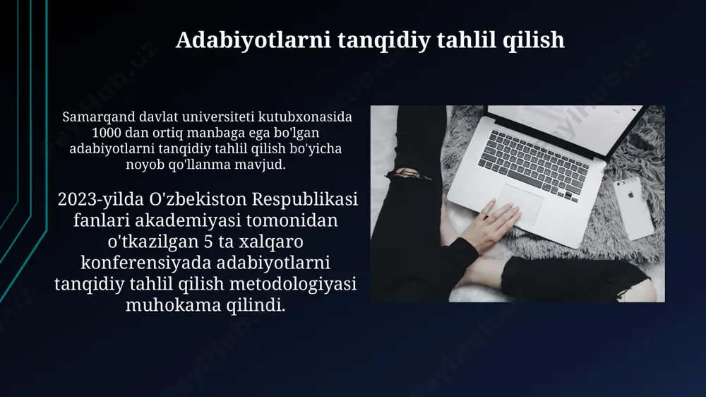 taqdimot ishini tanqidiy baholash va adabiyotlarni ko'rib chiqish - Page 5