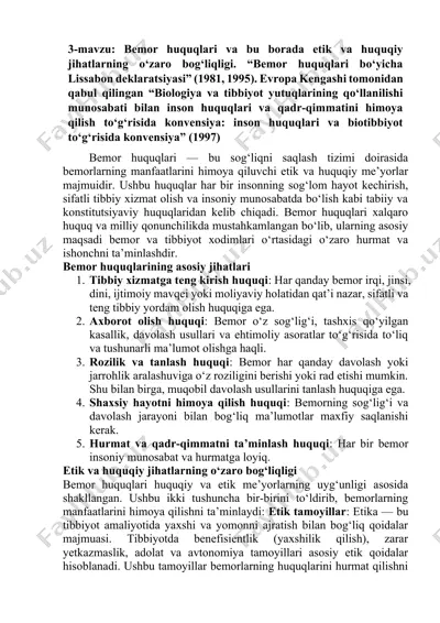 bemor huquqlari — DOCX