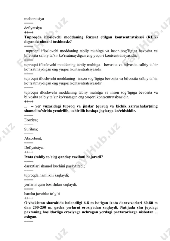 ing qanday turi? ==== chiziqli yoki jarli eroziya. ==== yuzlama eroziya ==== surilma eroziya ===== deflatsiya ++++