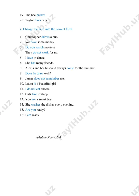 verb form exercise - Page 3