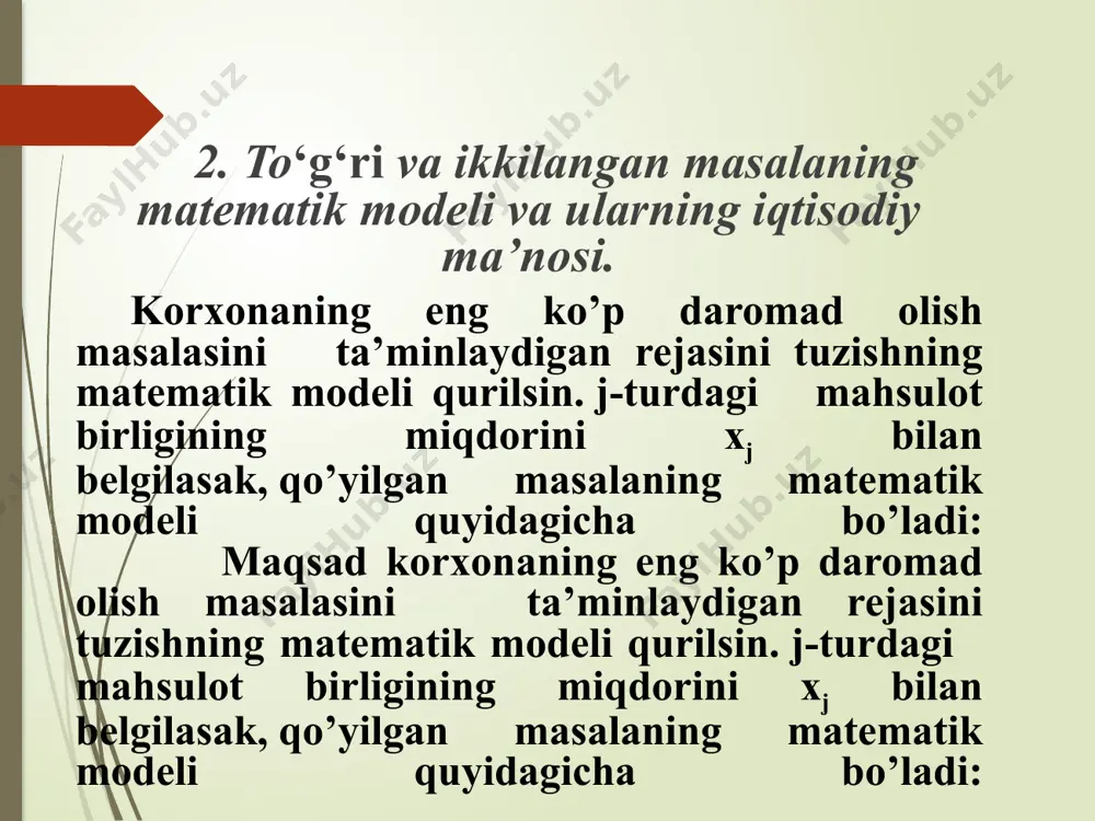 chiziqli programmalashtirish masalasining ikkilangan masalalari - Page 5