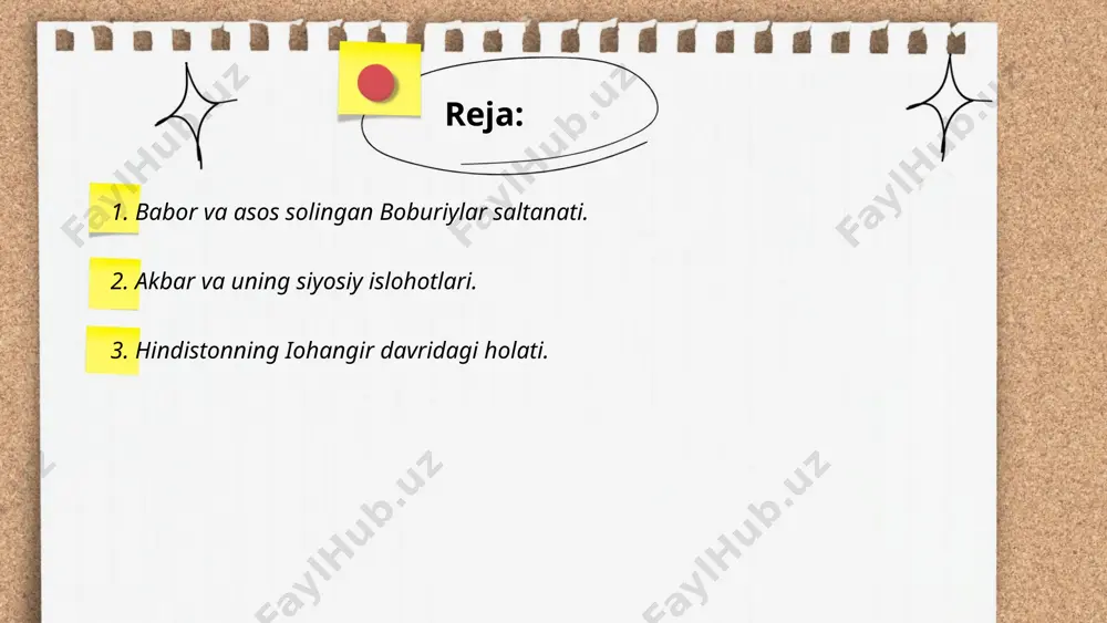 sgan, shuningdek, uyg‘onish ruhidagi san’at rivojlantirilgan. mug'al davlati markazi agra shahri bo‘lib, u yerda ko‘plab me’moriy yodgorliklar qurildi. 1615 yilda buyuk britaniya bilan savdo aloqalari kuchayib, inglez elchisi tomas roun mug'al saroyiga yuborilgan. ushbu davrda iqtisodiy va diplomatik aloqalar yanada kengaytirildi. ... t.me/slaydai_bot 4. shax jaxon va uning me’morchilik yodgorliklari. shax jaxon sovet ittifoqi davriga tegishli bo‘lgan mashhur me’moriy yodgorliklarga ega. u o‘zbekiston hududida joylashgan bo‘lib, tarixiy va madaniy ahamiyatga ega. bu hududdagi asosiy yodgorliklardan biri me’morlar p. a. tolstov va m. a. masson nazoratida 1940-yillarda qayta tiklangan ichan-qal’a majmuasidir. majmua umumjahon merosi ro‘yxatiga kiritilgan va 57 ga maydonni egallaydi. shax jaxondagi ichan-qal’a ichida taxminan 2500 yil avval barpo etilgan yodgorliklar mavjud bo‘lib, ular orasida ko‘hna ark va minorai kalon kabi tuzilmalar mavjud. bu yodgorliklar shah jaxonni jahon miqyosidagi muhim sayyohlik manzillaridan biriga aylantiradi. ... t.me/slaydai_bot olamgir aurangzebning hukmronlik davri 1658-yildan 1707-yilgacha davom etgan. u boburiylar sulolasidan bo‘lib, hindistonda saltanatni …