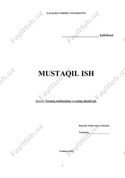 tarmoq tushunchasi va uning ahamiyati — DOCX