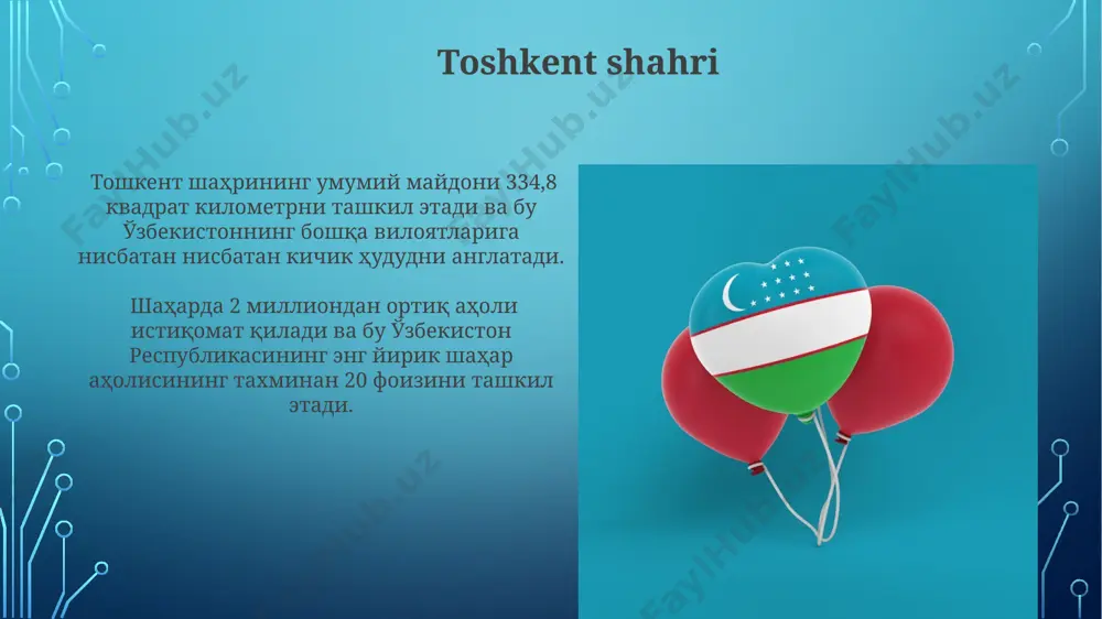 iq. taxminan 10 000 ga yaqin qishloqlar mavjud boʻlib, ularning 20% dan ortigʻi surxondaryo viloyatining janubiy qismida, togʻli hududlarda joylashgan. maʼmuriy markazlar тошкент шаҳри ўзбекистон республикасининг маъмурий маркази бўлиб, 12 та туман ва 1 та шаҳар туманларидан иборат ҳамда 2,5 миллиондан ортиқ аҳолига эга. хоразм вилоятининг маъмурий маркази – урганч шаҳри бўлиб, қадимги тарихий шаҳар сифатида 11 та туман ва 1 та шаҳарга бўлинган. iqtisodiy rayonlashtirish андижон, наманган ва фарғона вилоятларини ўз ичига олган фарғона водийси иқтисодий минтақаси тўқимачилик ва пахтачилик каби тармоқларда юқори кўрсаткичларга эга. қорақалпоғистон республикаси ўзининг минерал ресурслари ва сув хўжалиги имкониятлари билан 1 та иқтисодий минтақани ташкил этади ва 2 млн. дан ортиқ аҳолига хизмат кўрсатади. hududiy birliklarning vakolatlari хоразм вилояти ҳукумати 12 та туман ва 1 та шаҳар ҳудудидаги маҳаллий бюджетни ташкил этиш ва ижро этиш бўйича ваколатларга эга. навоий вилоятидаги ҳудудий бирликлар 5 та йирик корхонанинг фаолиятини назорат қилиш ва 1000 дан ортиқ фермер …