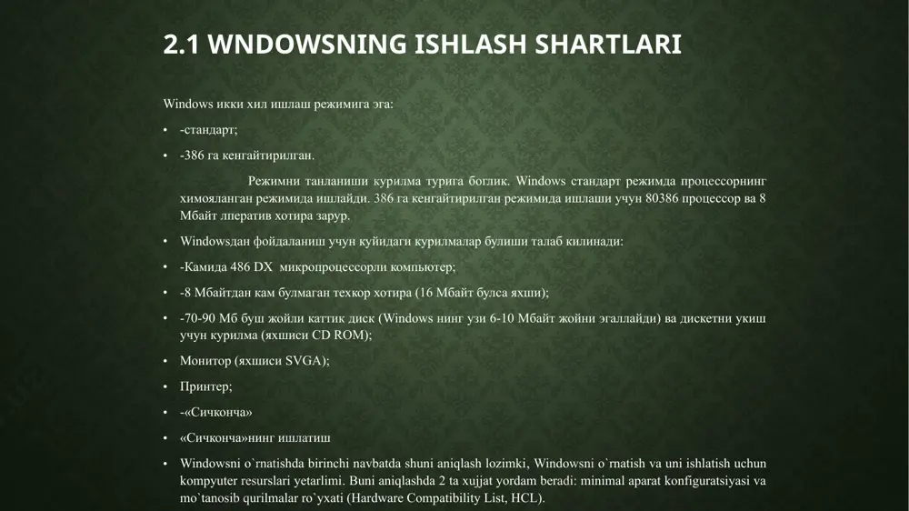 peratsion tizim (ot) ni o'rnatishini ta'minlab turishdir. “bios” kompyuterning doimiy xotirasiga o‘rnatilmaydi, shuning uchun operatsion tizimingiz o‘chib ketsa ham bios hech ham o‘chmaydi. bios ga kirish qiyin emas, buning uchun kompyuteringizni yoqasiz (yoki qayta ishga tushirasiz) va monitor tasvir uzatishi bilan quyidagi tugmalarni bosasiz: f2 + delete tugmalarini birgalikda qayta va qayta bosasiz – bu deyarli barcha kompyuterlar uchun bios ga kirishni ta’minlovchi tugmalar kombinatsiyasi hisoblanadi. lekin, noutbuklarda bu masala biroz chalkashroq. noutbuklarni ishlab chiqaruvchi firmalar odatda o‘zlarining bios ga kirish kombinatsiyalarini kiritadi. noutbuklarida biosga kirish quyidagi tartiblarda biri orqali amalga oshiriladi: • f2 – odatda acer, asus, fujitsu-siemens, panasonic, samsung, sony, toshiba, dell и lenovo noutbuklari uchun; • f2 + delete — agar yuqoridagi yordam bermasa acer, asus, fujitsu-siemens, panasonic, samsung, sony, toshiba, dell и lenovo noutbuklari uchun; • f2+fn — agar u ham yordam bermasa acer, asus, fujitsu-siemens, panasonic, samsung, sony, toshiba, dell и lenovo noutbuklari uchun; • …