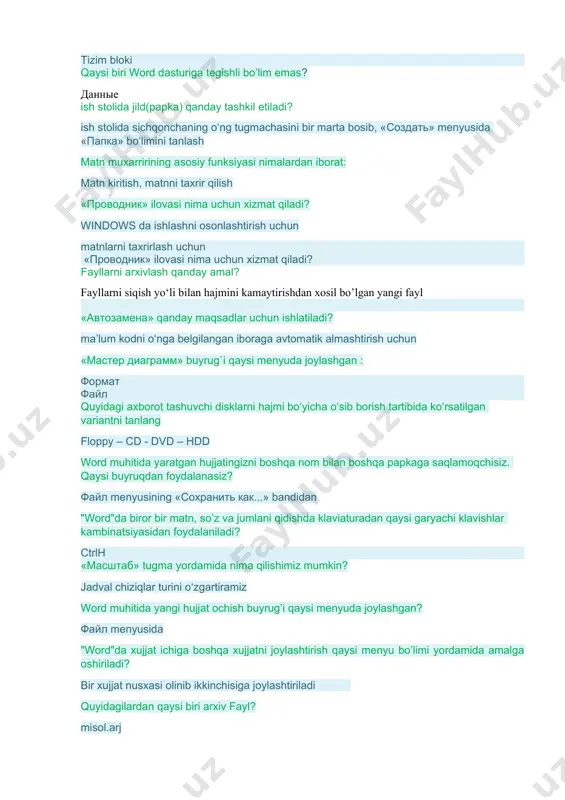 kompyuter savollari - Page 5