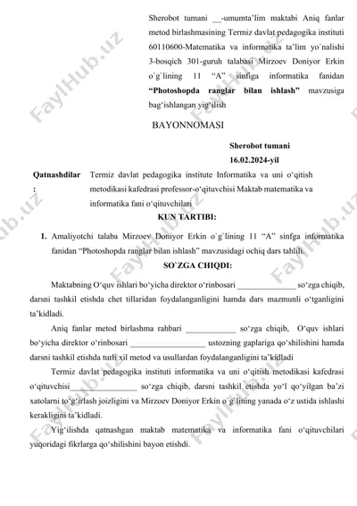 photoshopda ranglar bilan ishlash — DOCX