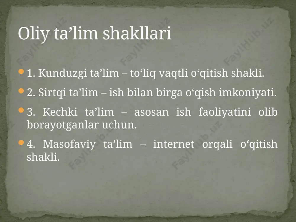 oliy ta'limning shakl va usullari - Page 5