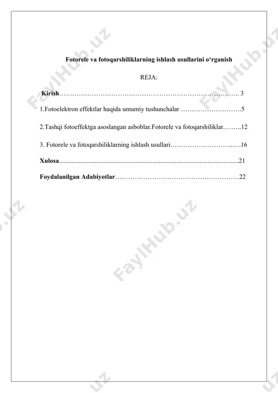 .gers kashf qilgan va u 1890- yilda rus fizigi a.stoletov tomonidan o‟rganilgan. agar tashqi fotoeffekt asosan o‟tkazgichlarda ro’y berishi va ulardagi elektronlarning atom va molekulalarga bog‟lanish energiyasi juda kichikligini e’tiborga olsak, elektronlar atomlar va molekulalardan ajralib chiqishiga ishonch hosil qilamiz. agar atom yoki molekuladan ajratib olingan elektron moddaning ichida erkin elektronlar sifatida qolsa, bunday hodisaga ichki fotoeffekt deyiladi. ichki fotoeffekt asosan yarimo’tkazgichlarda kuzatilib, 1908-yilda rus fizigi a.ioffe tomonidan o’rganilgan. yarimo’tkazgichlarda fotoeffekt hodisasi yuz bersa, fotoelektronlar erkin zaryad tasuvchi zarralar – erkin elektronlar va teshiklar sonining ortishiga olib keladi. boshqacha aytganda, foton valent zonadagi elektronni o‟tkazuvchanlik zonasiga o‟tkazadi. natijada o’tkazuvchanlik zonasidagi erkin elektronlar va teshiklar soni ortadi, ya‟ni yarimo’tkazgichning o’tkazuvchanligi yaxshilanadi. shuning uchun ichki fotoeffekt fotoo’tkazuvchanlik ham deyiladi. shuni ta’kilash kerakki, fotoo’tkazuvchanlik ro’y berishi uchun fotonning energiyasi man qilingan zonaning energiyasidan katta bo’lishi kerak. aks holda, fotonning energiyasini olgan elektron, man qilingan zonadan sakrab o‟ta olmaydi va demak, ichki fotoeffekt yuz …