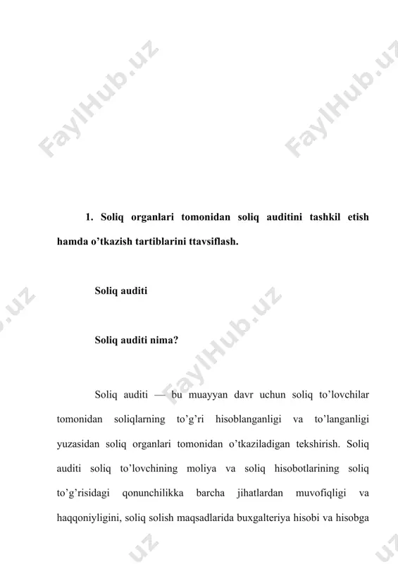 o’mdan past miqdorda soliq hisobotlarini taqdim etishi; - o’tkazilgan soliq tekshiruvlari natijalari; - qurilish sohasida faoliyat yuritadigan soliq to’lovchilar uchun belgilangan mezonlar: qurilish ishlarini amalga oshirish uchun lozim darajada xodimlar, ombor, transport va uskunalar bilan ta’minlanmaganligi, ishlarni bajarish uchun soliq hisobotlarida zarur xarajatlarning aks etmasligi, bitta ob’ektda qurilish ishlarini olib boruvchi shaxslarning o’zaro bog’liqligi, qurilish ishlarini amalga oshiruvchi yangi tashkil etilgan soliq to’lovchining bankdagi hisobvarag’iga yirik miqdordagi mablag’ kelib tushushi, xom ashyo va materiallarni sotib olish uchun ajratilgan mablag’larning qurilish hajmiga nisbatan nomutanosibligi, tugallangan qurilish ob’ektlarining tannarxiga yaqin narxlarda sotilishi, markazlashtirilgan manbalar hisobidan moliyalashtiriladigan qurilish ob’ektlarida xarajatlarning to’laqonli aks ettirilmaganligi. soliq to’lovchining soliq xavfi darajasi soliq xavfini boshqarish tizimi asosida olti oyda bir marta aniqlanadi. soliq xavfi darajasi yuqori bo’lmagan soliq to’lovchilar tomonidan o’ttiz kalendarь kundan ortiq soliq qarzdorligi to’lanmagan taqdirda soliq xavfi darajasi har chorakda bir marta aniqlanishi belgilangan. shu o’rnida tavsiya sifatida eslatib o’tamizki, bugungi kunda hech qanday …