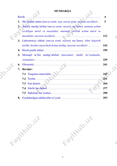 ma’ruzalar va amaliy mashg’ulotlar — PDF