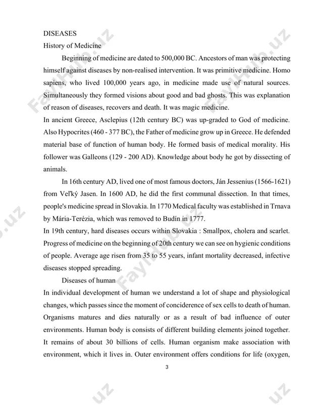 life (oxygen, nutriments) and receives excretes of digestion. when these relations are corrupted, failure in activity of organs and organisms appear. the first anomalies can be formed by heredity. human always thought about similarity of members of one family. gene is basic functional element of heredity. its main component is dna (desoxyribonuklic acid)-bearer of genetic information. damage of dna (mutation) may occur, and chromosomal anomalies are formed. genetic diseases human bring into universe in form of visible or hidden disease. 1. diseases with simple heredity - only one gene is damaged. 2. chromosomal anomalies - excess chromosome - down syndrome. 3. more damaged genes by social influences and latest knowledge of science also type of disease is changing. the number of chronical diseases, cardiovascular diseases and cancer increase. review of diseases children diseases : •diseases of development of central nervous system •diseases of development of digestive system •diseases of development …
