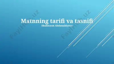 kitob "matnning tarifi va tasnifi" — PPTX