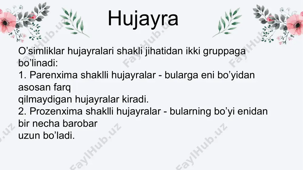 ladi. yadrochada rnk ning miqdori sitoplazma va yadrodagiga nisbatan ko’proq bo’ladi, chunki yadrocha rnkni taqsimlovchi asosiy markaz sanaladi. yadrocha oqsil sintezida va ribosomalar hosil bo’lishida ishtirok etadi.umuman, yadrocha hujayradagi genetik informasiya saqlanadigan asosiy markaz sanaladi. thank you for listening image1.png image2.jpeg image3.jpeg image4.jpeg