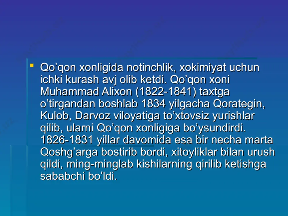 lonini tashkil etgan maxalliy kuchlar farg’ona vodiysida ko’chib yurgan qipchoqlar madadiga tayangan edilar. qo’qon xonligining mustaqilligi tiklandi.