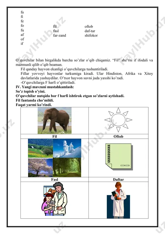 1-sinf_bosh_f_harfini_yozish dars ishlanma - Page 4