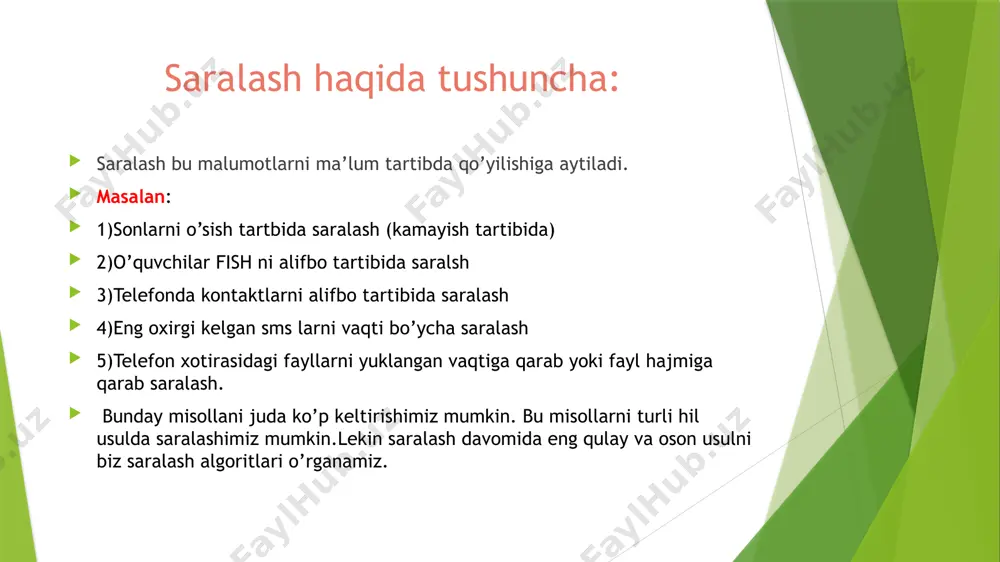 saralash algoritmlari piramidali saralas - Page 3