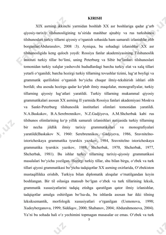 arini, ulkan ilmiy kashfiyotlar, badiiy durdonalar yaratganlar. kurs ishining maqsadi: ega va uning oʻzbek tilshunosligidagi ahamiyatini tadqiq etish va oʻrganish asosiy maqsadi hisoblanadi. kurs ishining vazifasi: kurs ishining mavzusidan kelib chiqqan holda ega va uning oʻzbek tilshunosligidagi ahamiyatini tadqiq etish, ishlatilishi, hamda turk tilshunosligida ega qoʻllanishini taqqoslashni rejalar asosida batafsil oʻrganish. kurs ishining tuzulishi: mazkur kurs ishi kirish, ikkita bob, xulosa va foydalanilgan adabiyotlar roʻyxatidan iborat. i bob. oʻzbek tilshunosligida ega ahamiyati va turlari 1.1. oʻzbek tilshunosligida ega ahamiyati ega gap kesimini shakllantiruvchi [pm] – kesimlik kategoriyasida mujassamlashgan shaxs-son (sh) ma’nosini muayyanlashtiruvchi gap kengaytiruvchisi: 1. elchibek asta oʻrnidan turdi. (a.mux.) 2. biri – sensan, biri – men. (oyb.) 3. shunday oʻlka doim bor boʻlsin. (h.olim.) 4. (sen) aytar soʻzni ayt, (sen) aytmas soʻzdan qayt. (maqol) birinchi gapda elchibek soʻzi kesimdagi uchinchi shaxs birlik (nol) kesimlik qoʻshimchasining, ikkinchi gapdagi biri soʻzlari sensan kesimining ikkinchi shaxs birlik (-san) va men soʻzidagi birinchi …