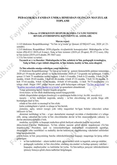 pedagokika fanidan umika himesdan olingan mavzular toplami — DOCX