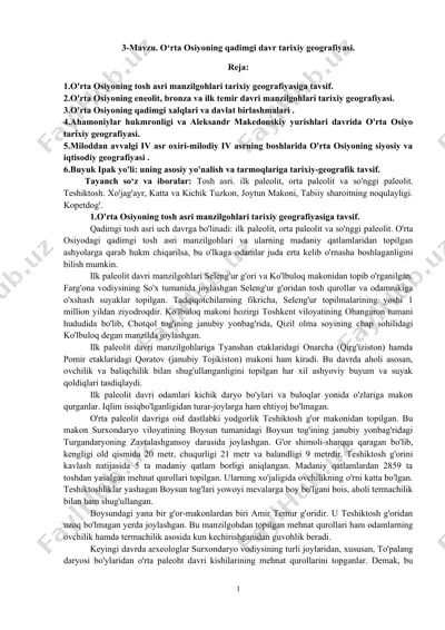 o‘rta osiyoning qadimgi davr tarixiy geografiyasi — DOCX