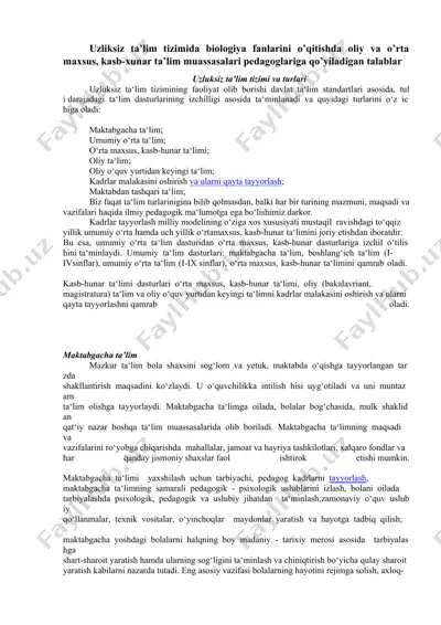 uzluksiz ta’lim tizimi va turlari — DOC