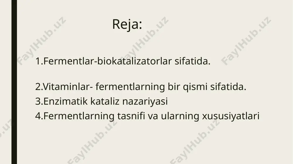 aylandi va ko’pgina fanlar bilan chambarchas bog’liq. bunday tashqari uning ma’lumotlari amaliyotda turli sohalarda, masalan, pivo va boshqa fermentatsiya sanoatida, qishloq xo’jaligi ekinlari zararkunandalariga qarshi kurashda va hokazolarda keng qo’llaniladi. fermentatsiya va pivo tayyorlash jarayonlari uzoq vaqtdan beri ma‘lum bo’lsa, fermentlar haqidagi birinchi g’oya 1814-yilda paydo bo’lgan.sankt-peterburg fanlar akademiyasining haqiqiy a’zosi k.kirchhoff quritilgan arpa solodida kraxmalning shakarga aylanishi fenomenini kashf etganida, 1833-yilda fransuz kimyogarlari a.payen va j.persotlar kraxmalni shakarga aylantirish xususiyatiga ega bo’lgan solod ekstraktiga spirt qo’shilganda hosil bo’lgan cho’kmadan birinchi bo’lib termolabil moddani ajralib olishdi. ular bu moddani diastaz deb atashgan va endi u ko’pincha amilaza deb ataladi. shakar va yog’larning oksidlanishi energiya chiqishi bilan sodir bo’ladi, oqsillarni sintez qilish esa uning sarflanishini talab qiladi. ushbu turdagi reaksiyalar o’rtasidagi bog’liqlik adenozin trifosfor kislotasi (atp) –assimilatsiya qilish uchun qulay shakldagi kimyoviy energiya akkumulyatori orqali o’rnatiladi. adenozin trifosfor kislotasi organik adenin asosi, riboza karbongidrat va uchta fosfor kislotasi qoldig’idan iborat. adenin …